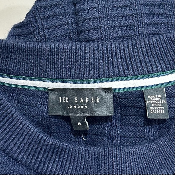Ted‎ Baker London Mens Crewneck Sweater Size XL Blue Pullover Textured Knit - Picture 3 of 8